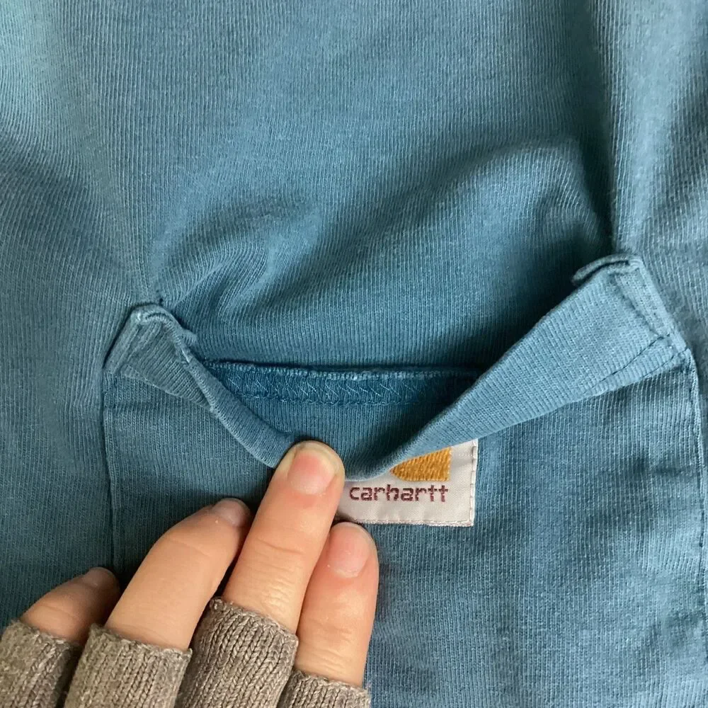 Carhartt Relaxed Fit Short-Sleeve Shirt Men Sz Large Blue & Tan Lot *Distressed* - Picture 4 of 16